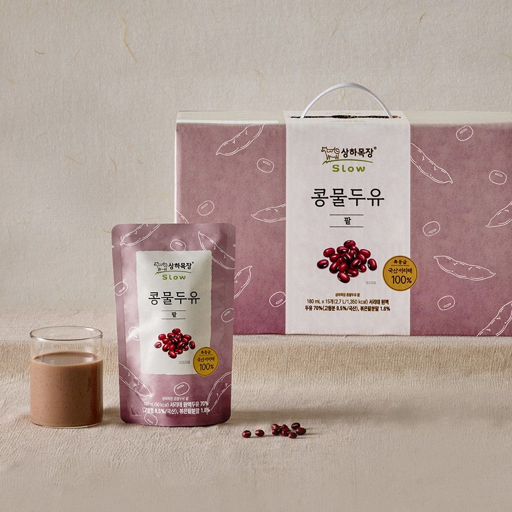 상하목장 콩물두유 팥 180ml, 햇 서리태와 은은한 팥 풍미의 고단백 콩물두유