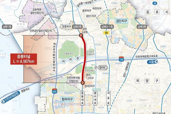 3500억 규모 인천 중봉터널 민자사업 우협에 DL건설컨소시엄