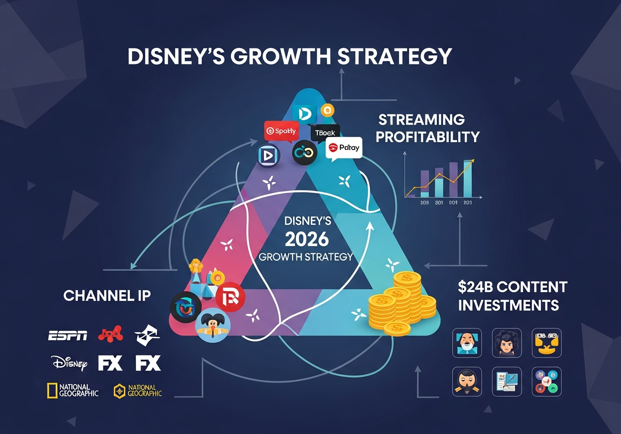 디즈니의 2026 성장전략...스트리밍 수익성, 채널 IP, 240억달러 콘텐츠 투자의 삼각편대