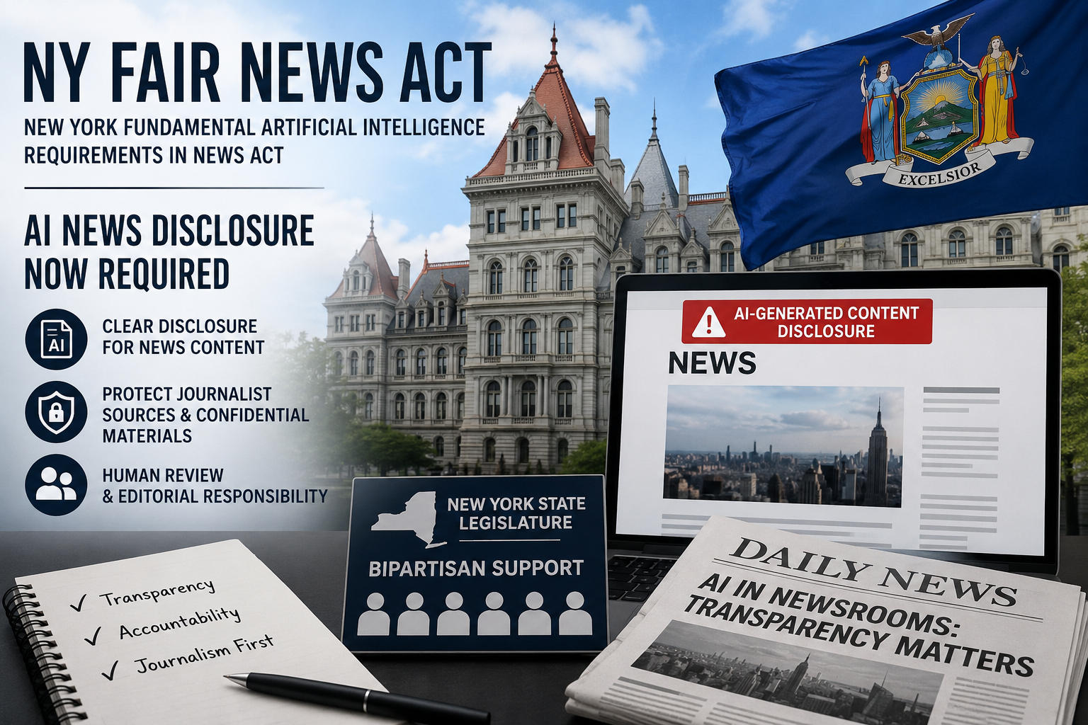 AI로 작성한 뉴스, 독자에게 알려야 한다…뉴욕 ‘NY FAIR News Act’ 통