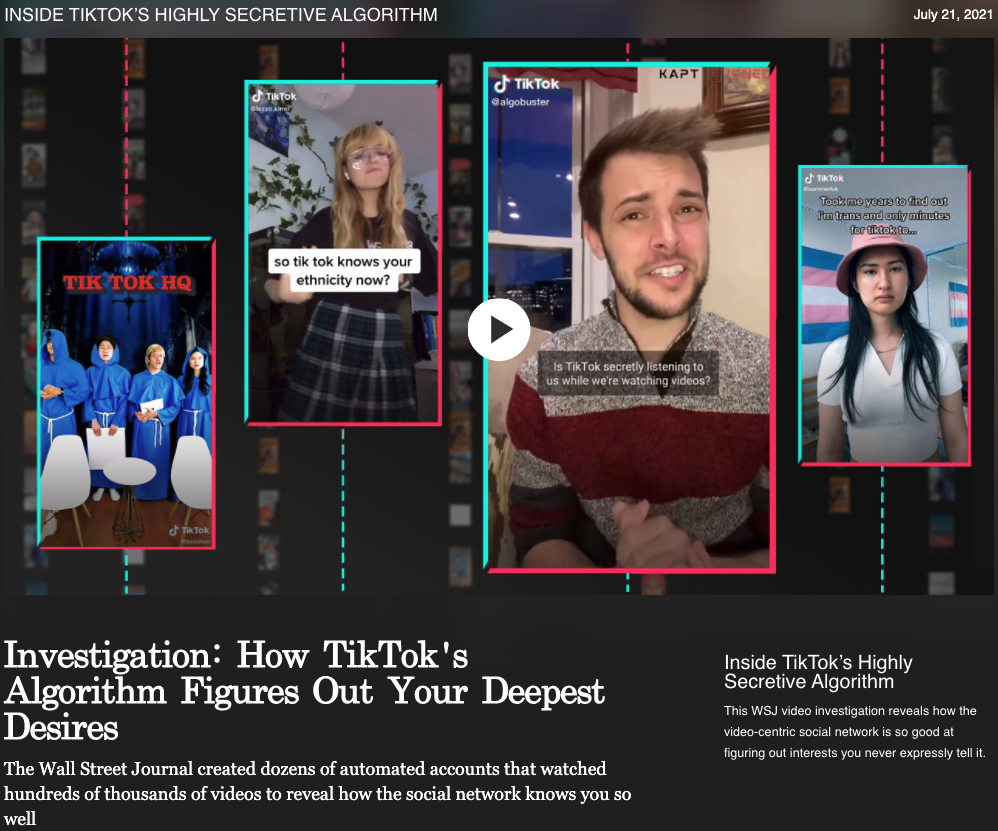 WSJ: 틱톡 알고리즘 분석