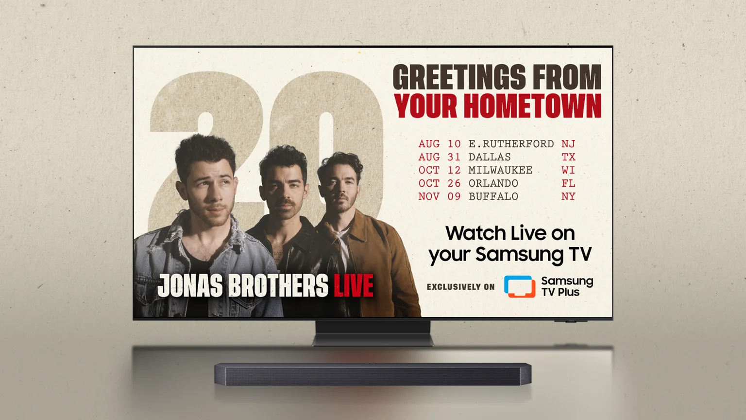 Jonas Brothers Live concert streaming exclusively on Samsung TV Plus - Greetings From Your Hometown Tour