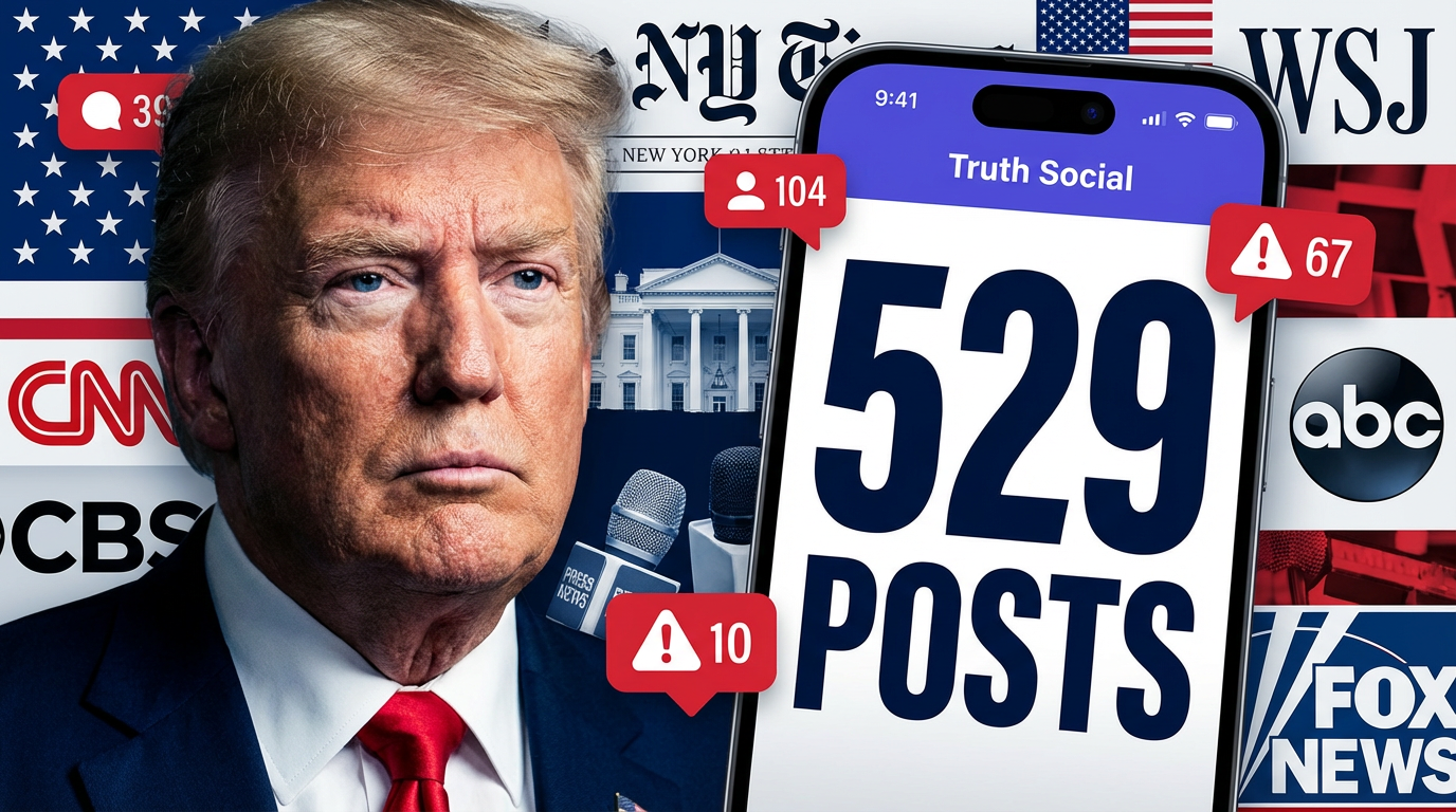 Trump Targets Media 529 Times in 11 Months via Truth Social, Escalating Press Freedom Concerns