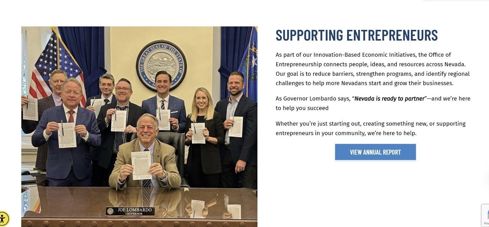 Governor Lombardo Signing Governor Joe Lombardo signing the Right to Start Act with officials