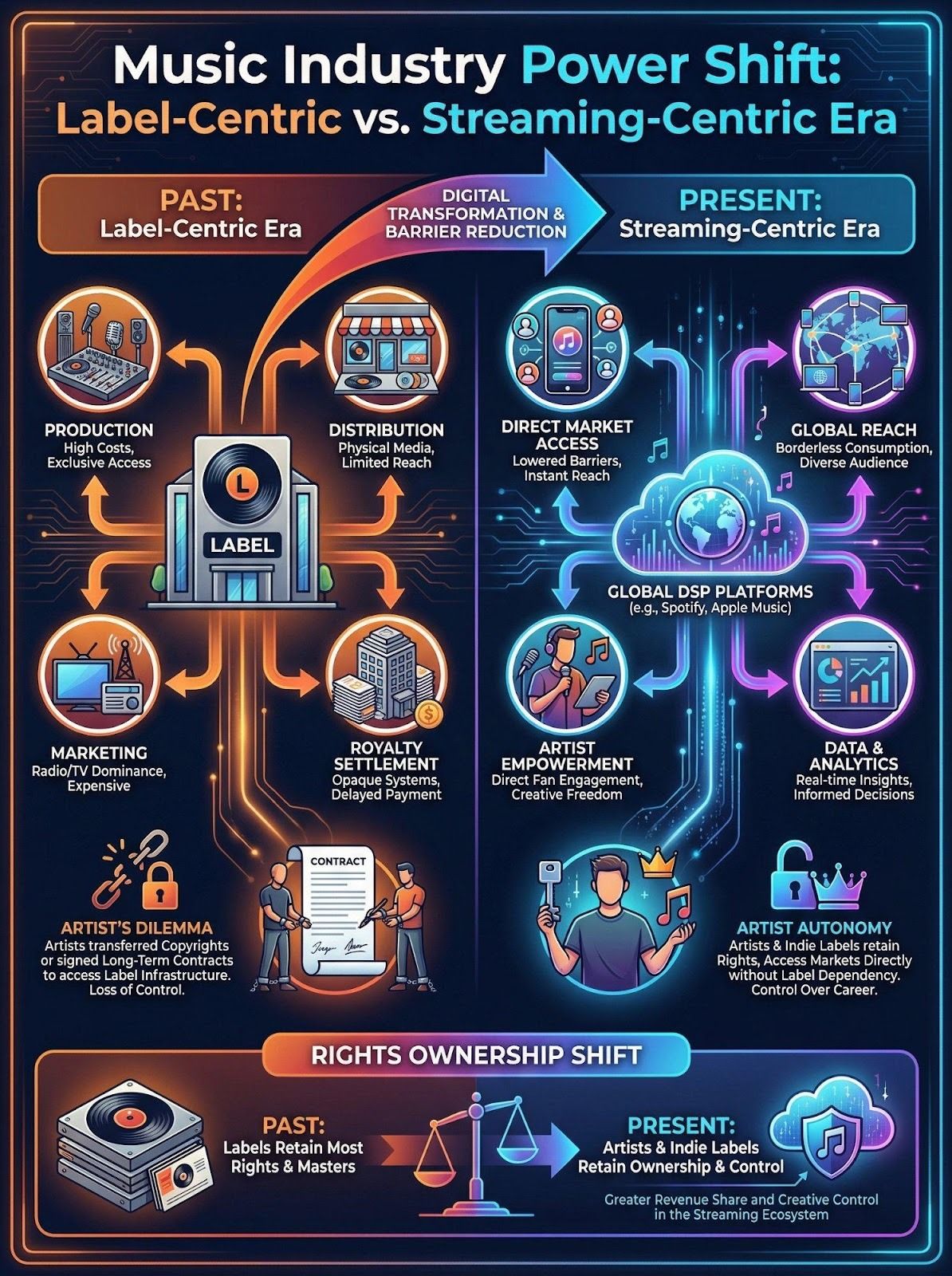 Music Industry Power Shift: Label-Centric vs. Streaming-Centric Era