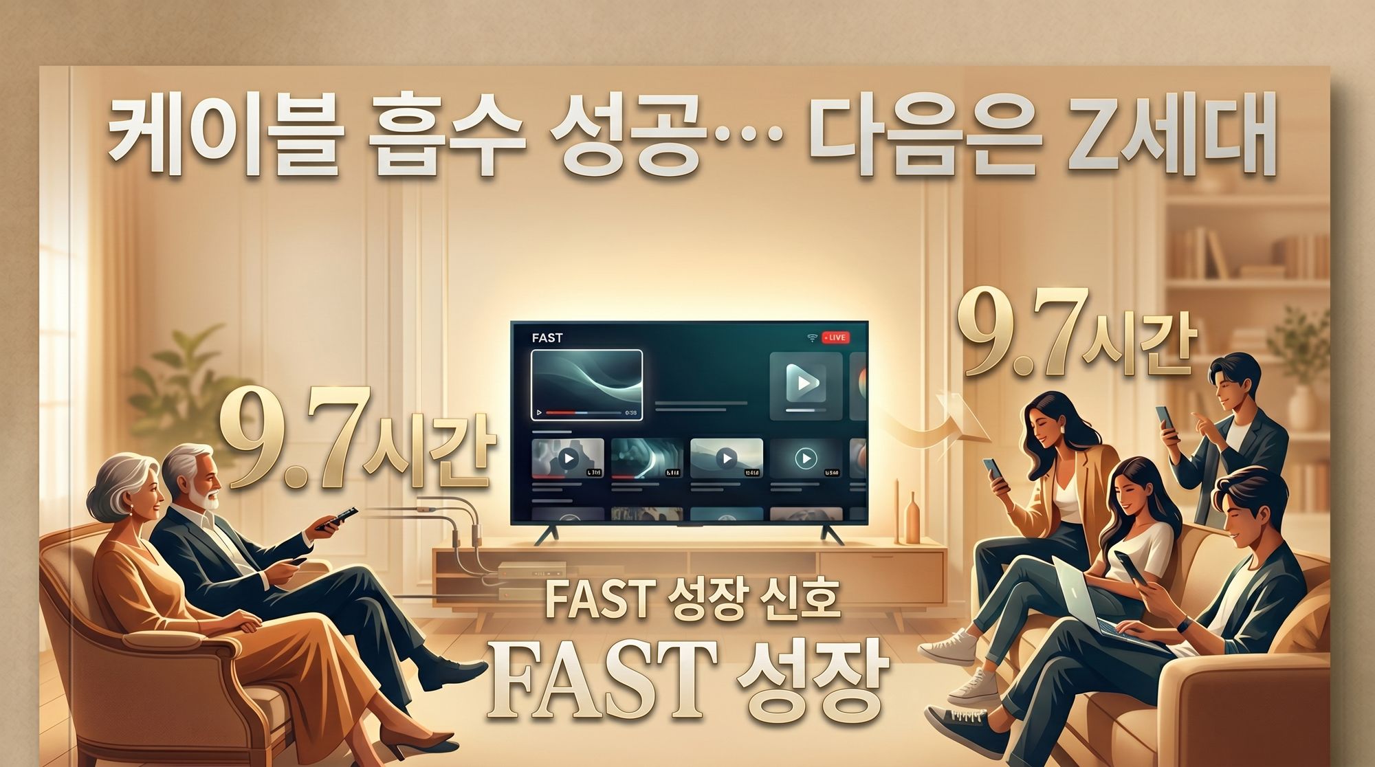 美 FAST '케이블 흡수' 성공 신호… 시니어 주 9.7시간 락인, 다음 성장 레버는 Z세대 유입