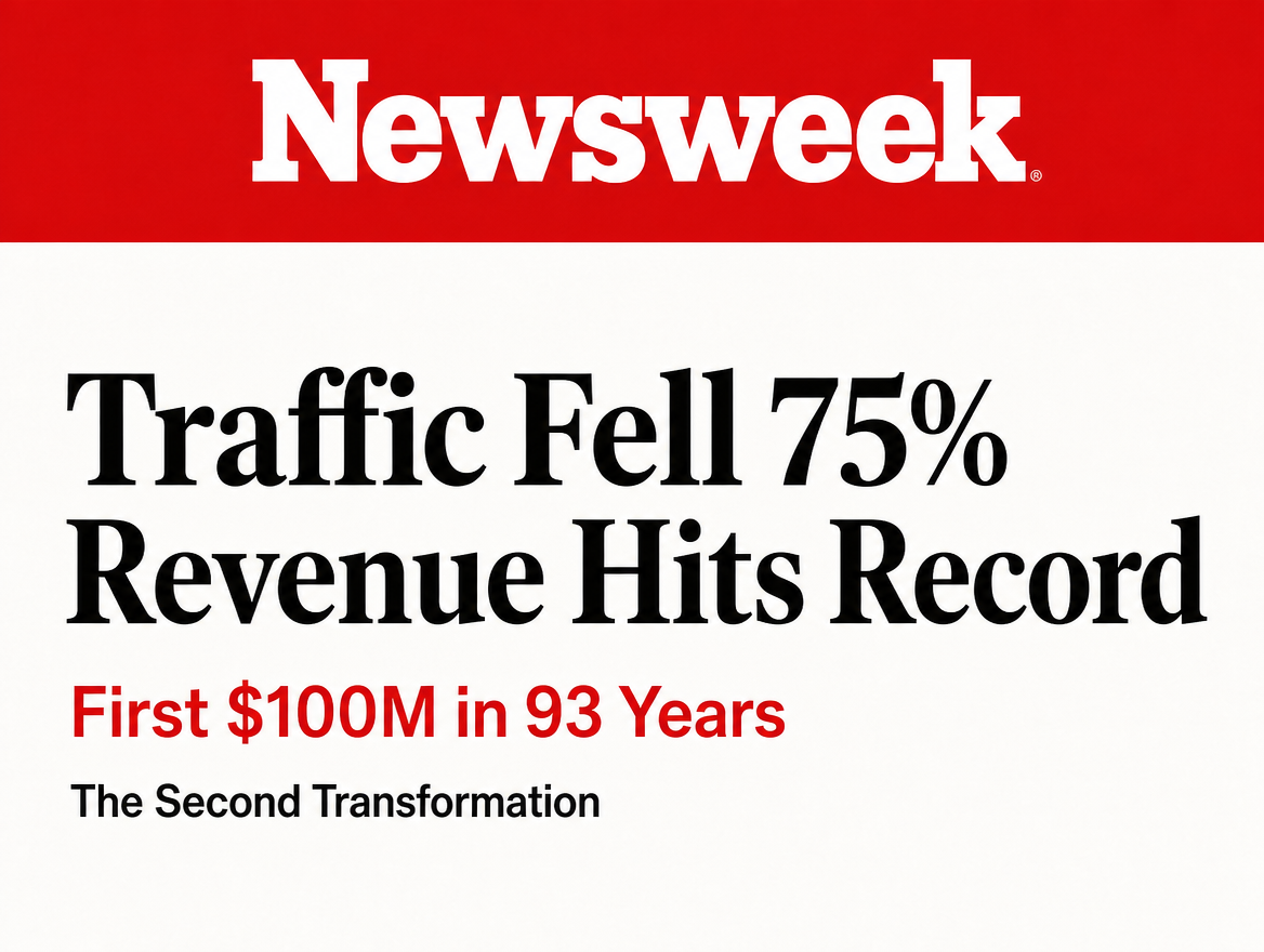Record Revenue Amid a 75% Traffic Collapse: Newsweek's Second Transformation