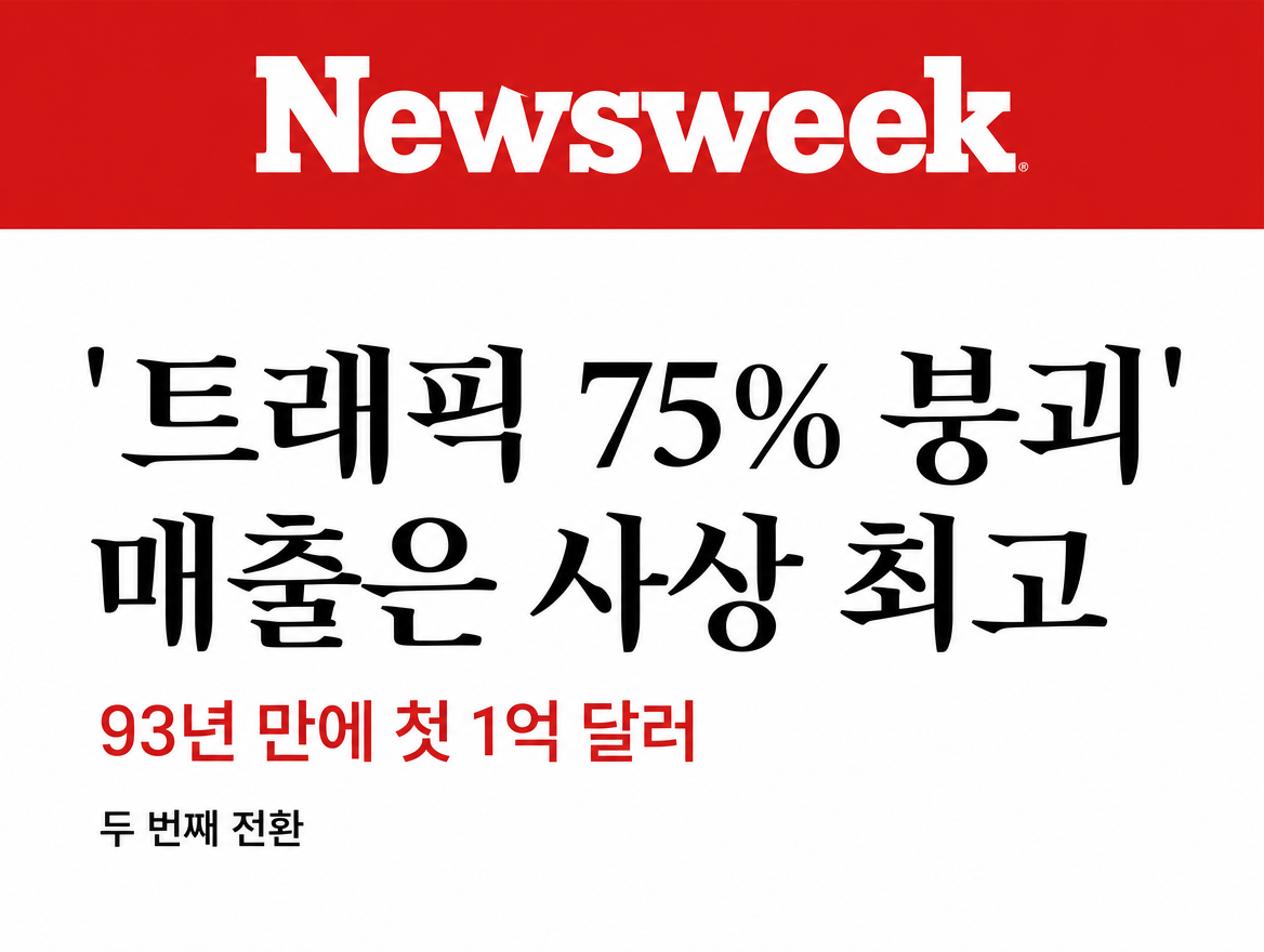 트래픽 75% 붕괴 속 사상 최대 매출… 뉴스위크의 '두 번째 전환'