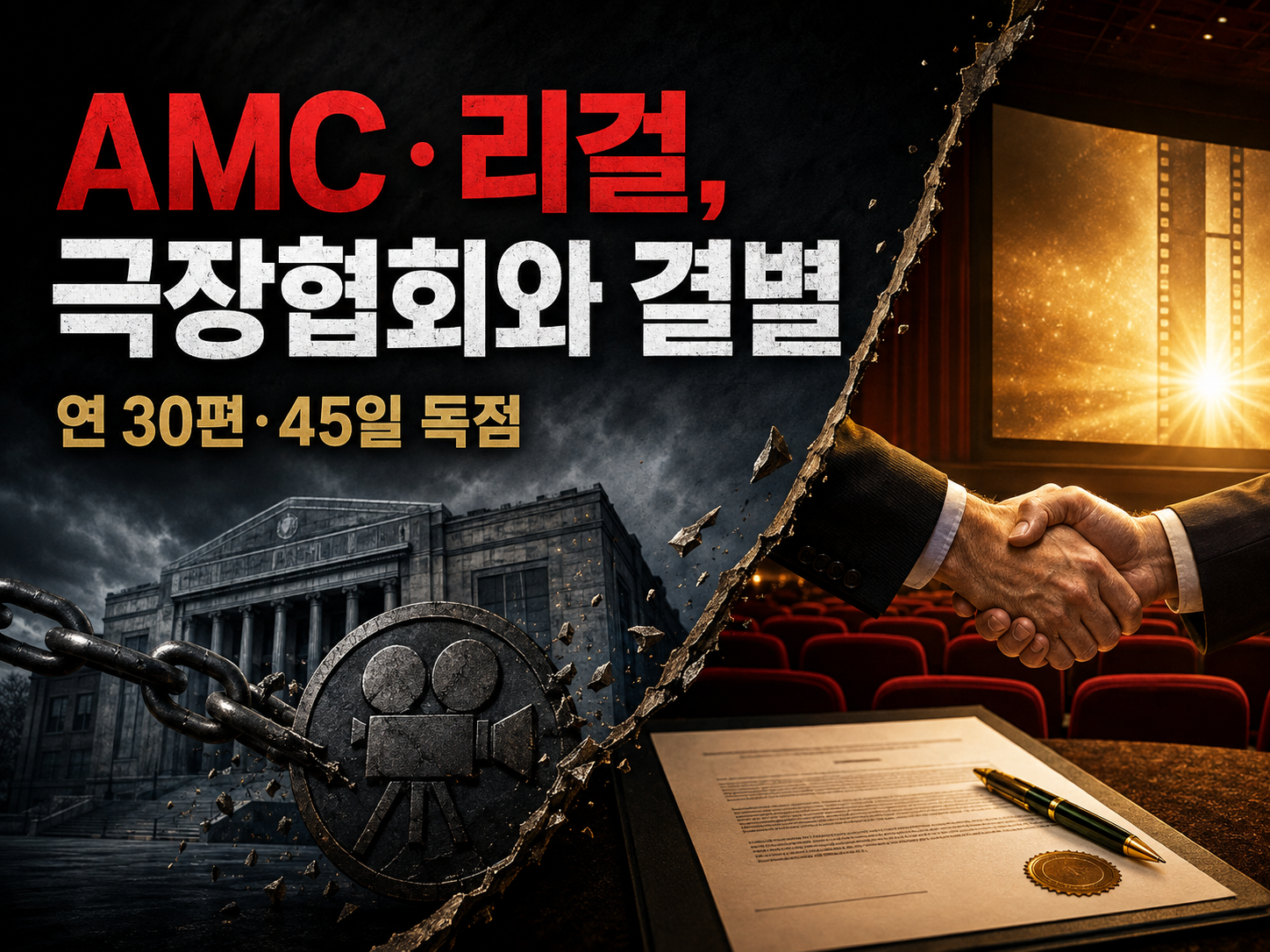 AMC·리걸, 극장협회와 갈라섰다… ‘연 30편·45일’ 받고 파라마운트-WBD 합병 지지