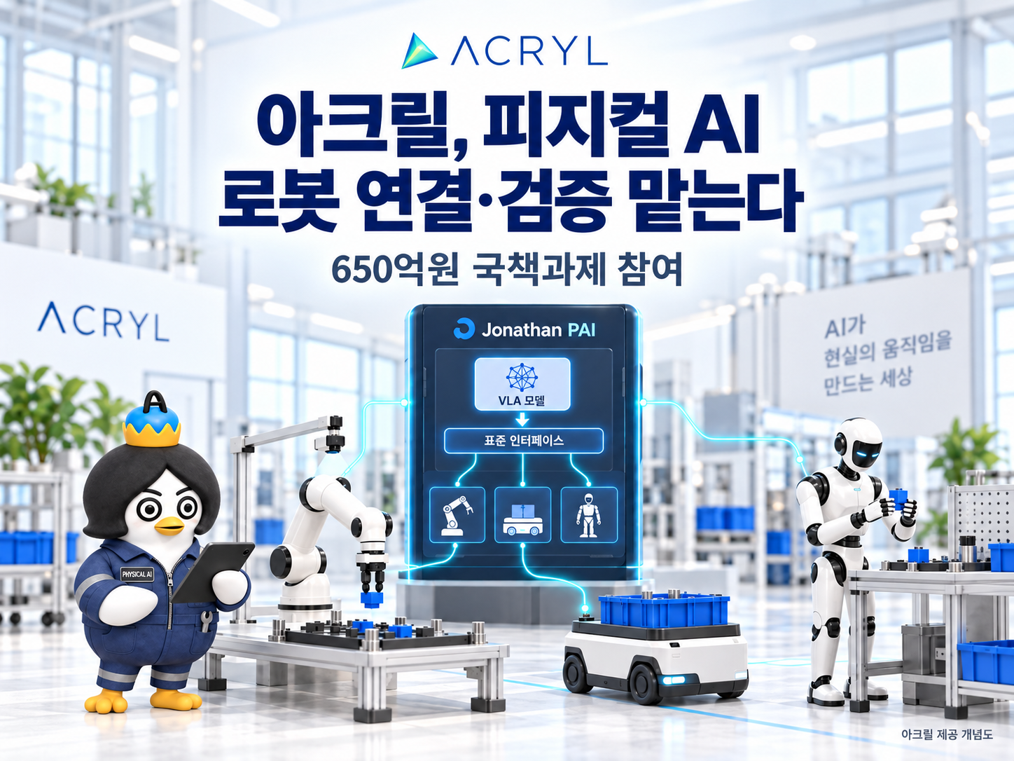 아크릴, 650억 피지컬 AI 국책과제서 로봇 검증 맡는다… ‘조나단 PAI’ 연결 로봇 수가 성과지표