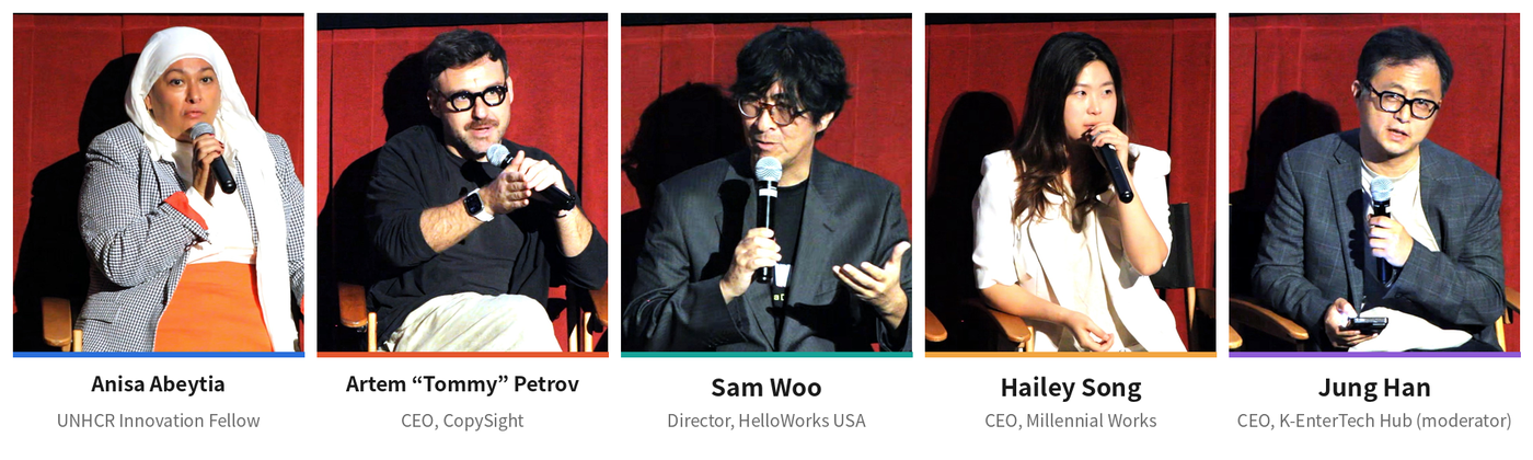 Responsible AI panelists, from left: Anisa Abeytia, Artem “Tommy” Petrov, Sam Woo, Hailey Song and Jung Han. Photo: K-En