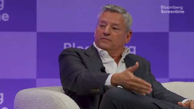Netflix co-CEO Ted Sarandos at Bloomberg Screentime. Image: frame from the interview.