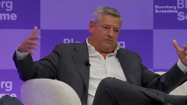Sarandos explains Netflix’s theatrical release strategy. Image: frame from the Bloomberg Screentime interview.