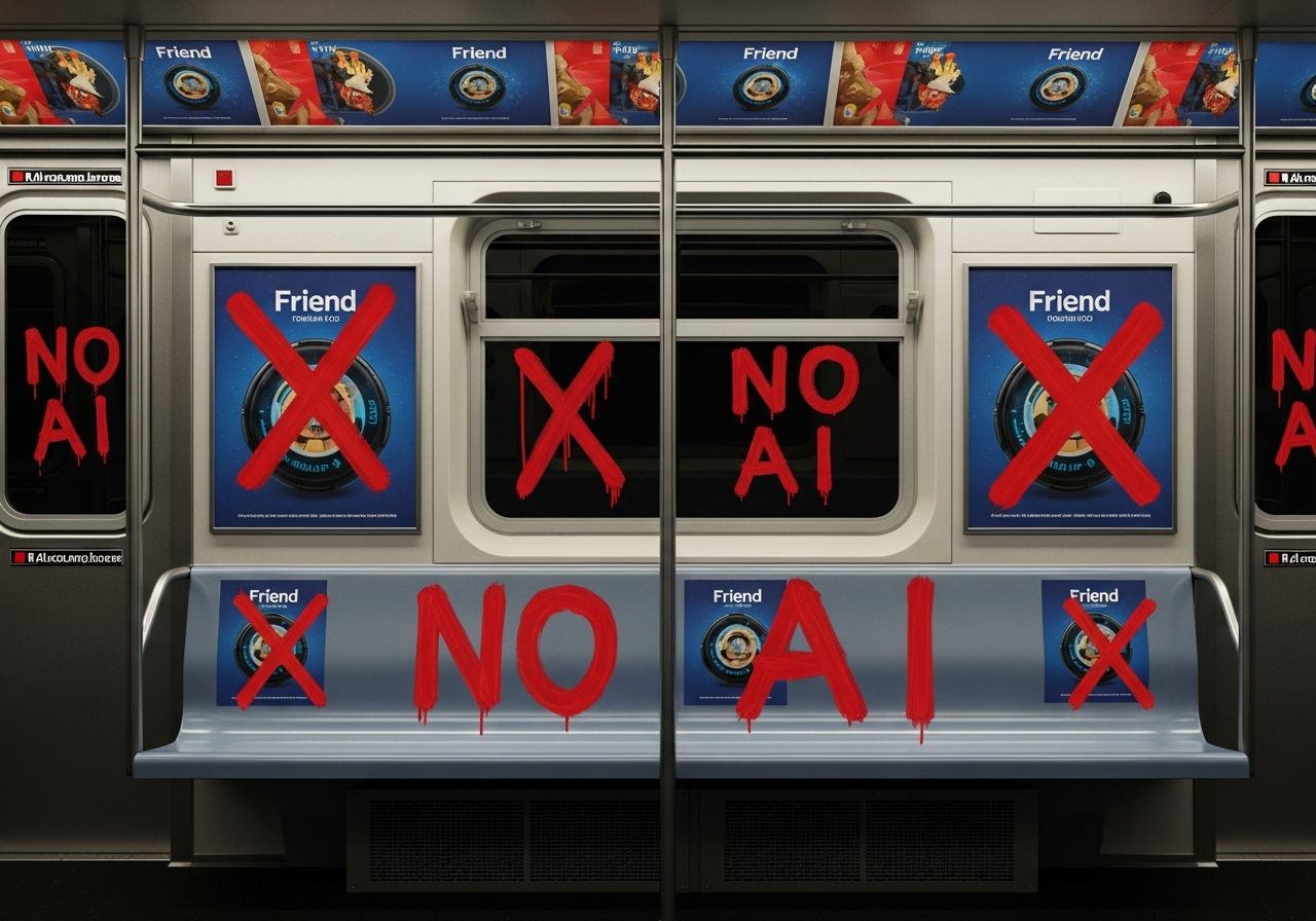 AI 친구 목걸이, 뉴욕서 ‘반(反)AI’ 상징으로…광고 곳곳 훼손