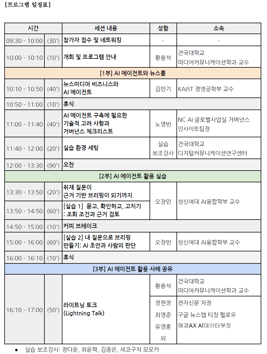 산학협력 플랫폼 ‘뉴스테크 이니셔티브’, 오는 10월 7일 뉴스룸의 인공지능(AI) 에이전트 활용 전략 워크숍 개최