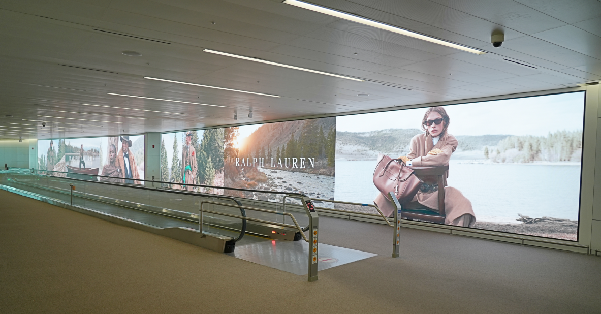 Ralph Lauren Uses T1 and T2 Arrival Media Walls to Reach International Travelers