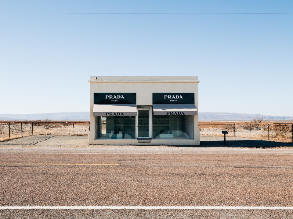 Prada Marfa, an artwork designed as a Prada store in Marfa, USA