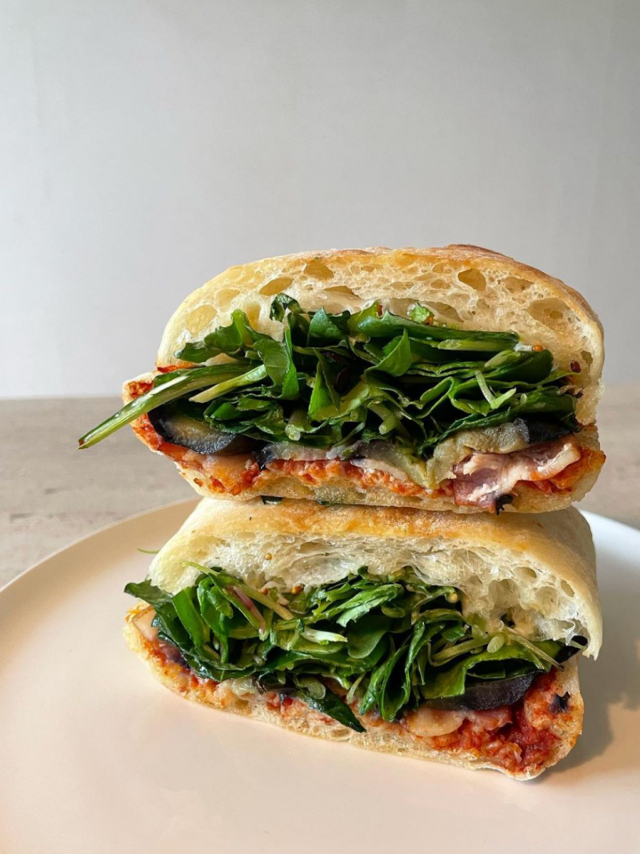 Bacon eggplant sandwich from soup brand SOUPER