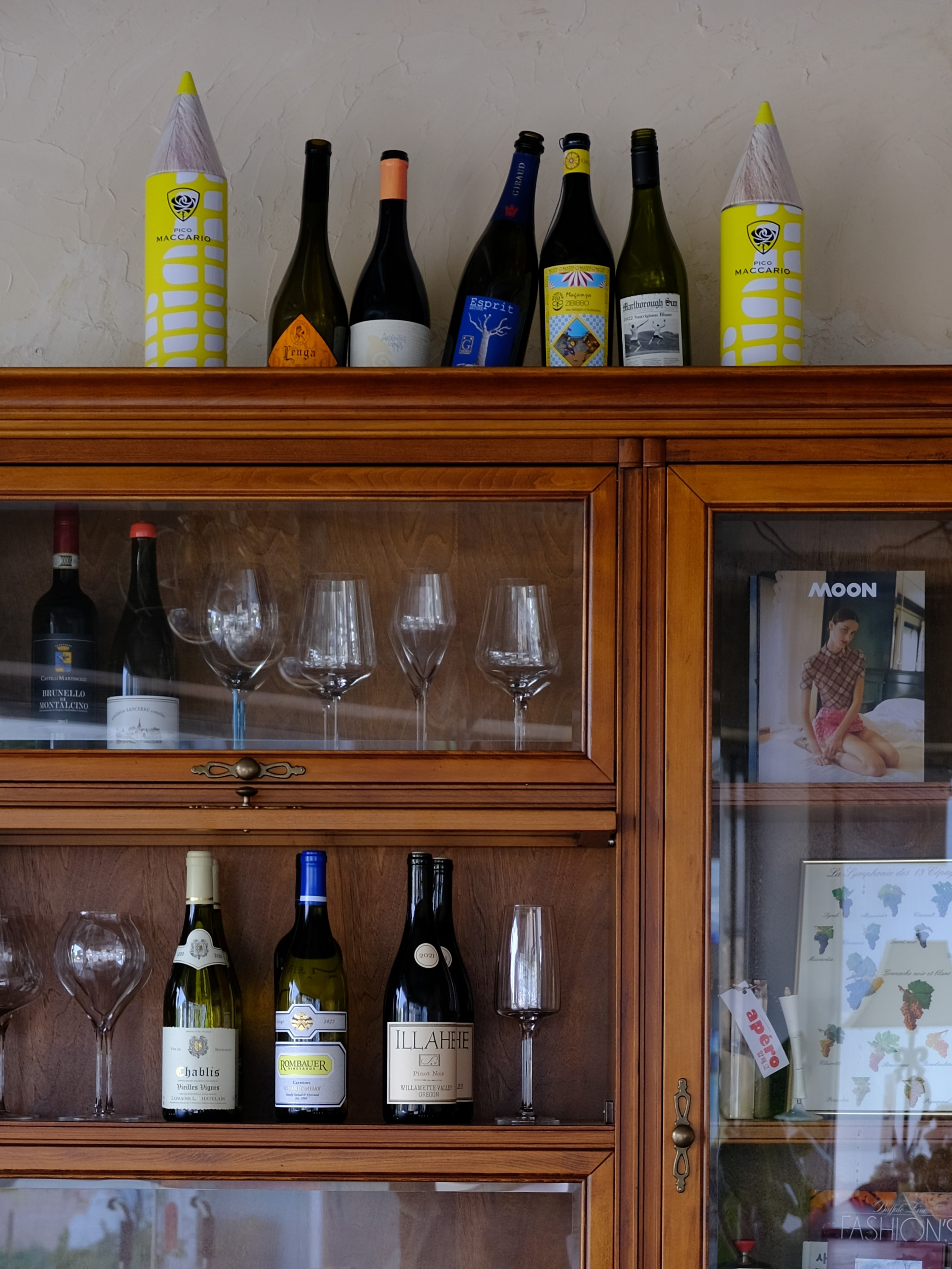 Types of wine available at Apéro, a wine bar in Mokpo.