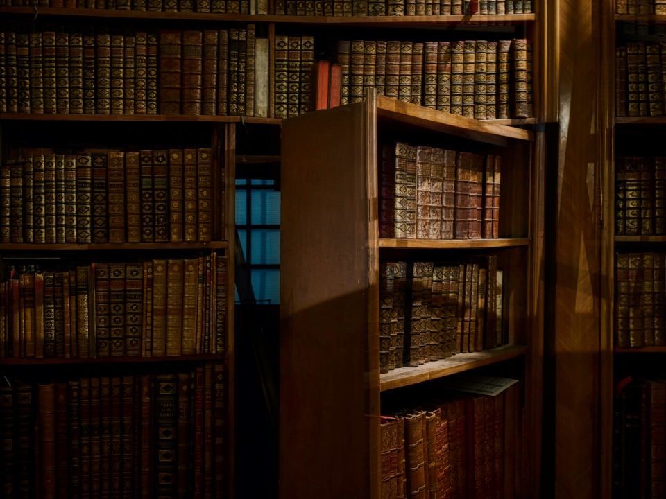 A photo of a secret room being opened.