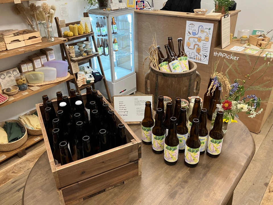 Ihibrew beer on sale at The Picker, a zero-waste shop in Seongsu-dong, Seoul