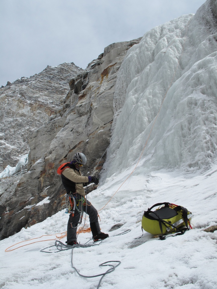 Climbers on Kangri Sar in Nepal, climbing the Himalayas in alpine style.