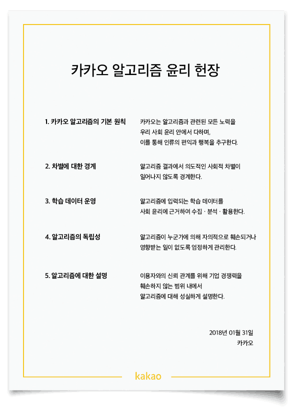 카카오, 알고리즘 윤리 헌장 발표