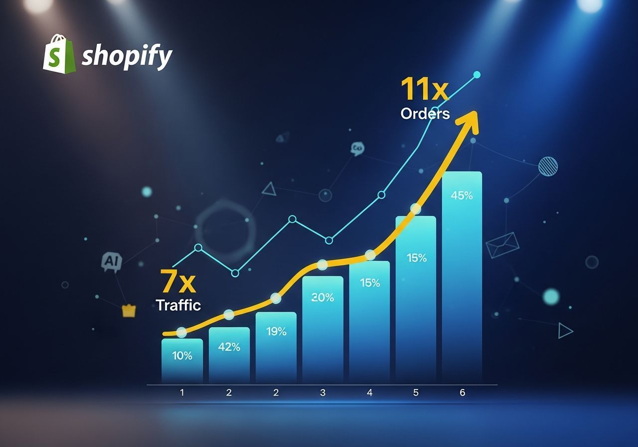 쇼피파이 AI 트래픽 7배↑, 주문 11배↑