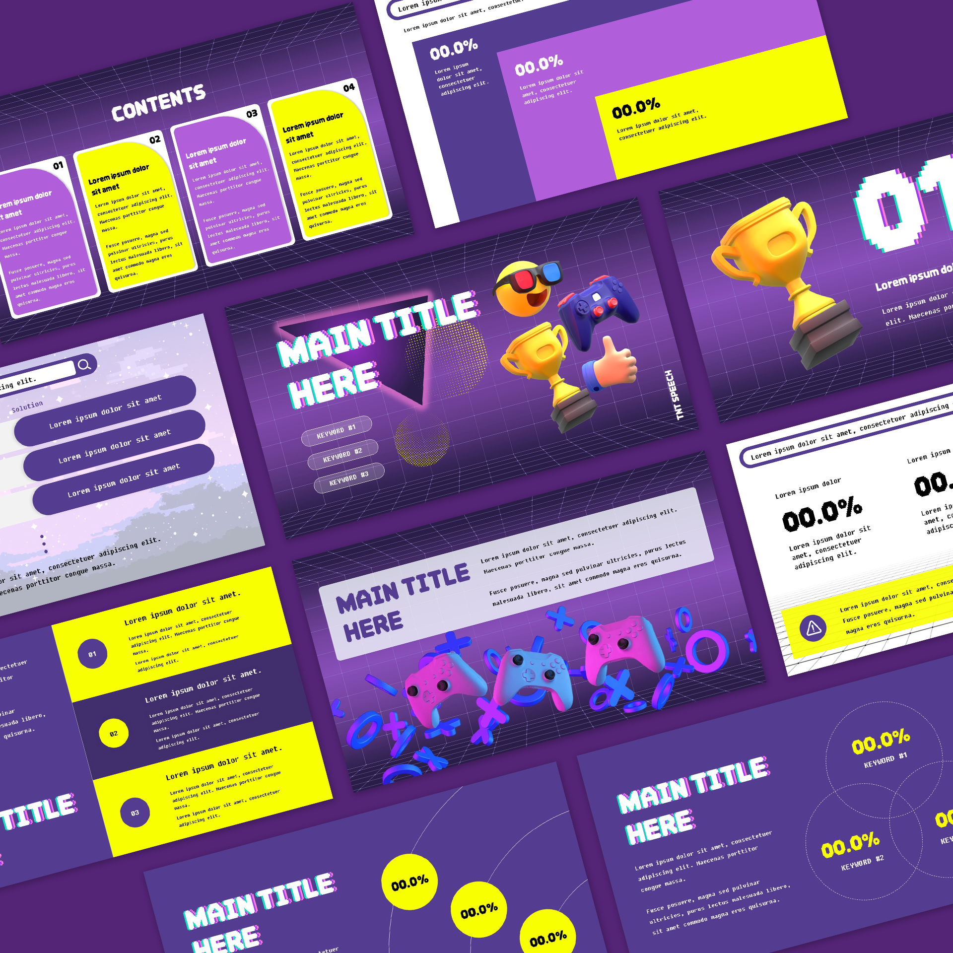 게임 엔터 픽셀 테마 PPT 템플릿 (T201)