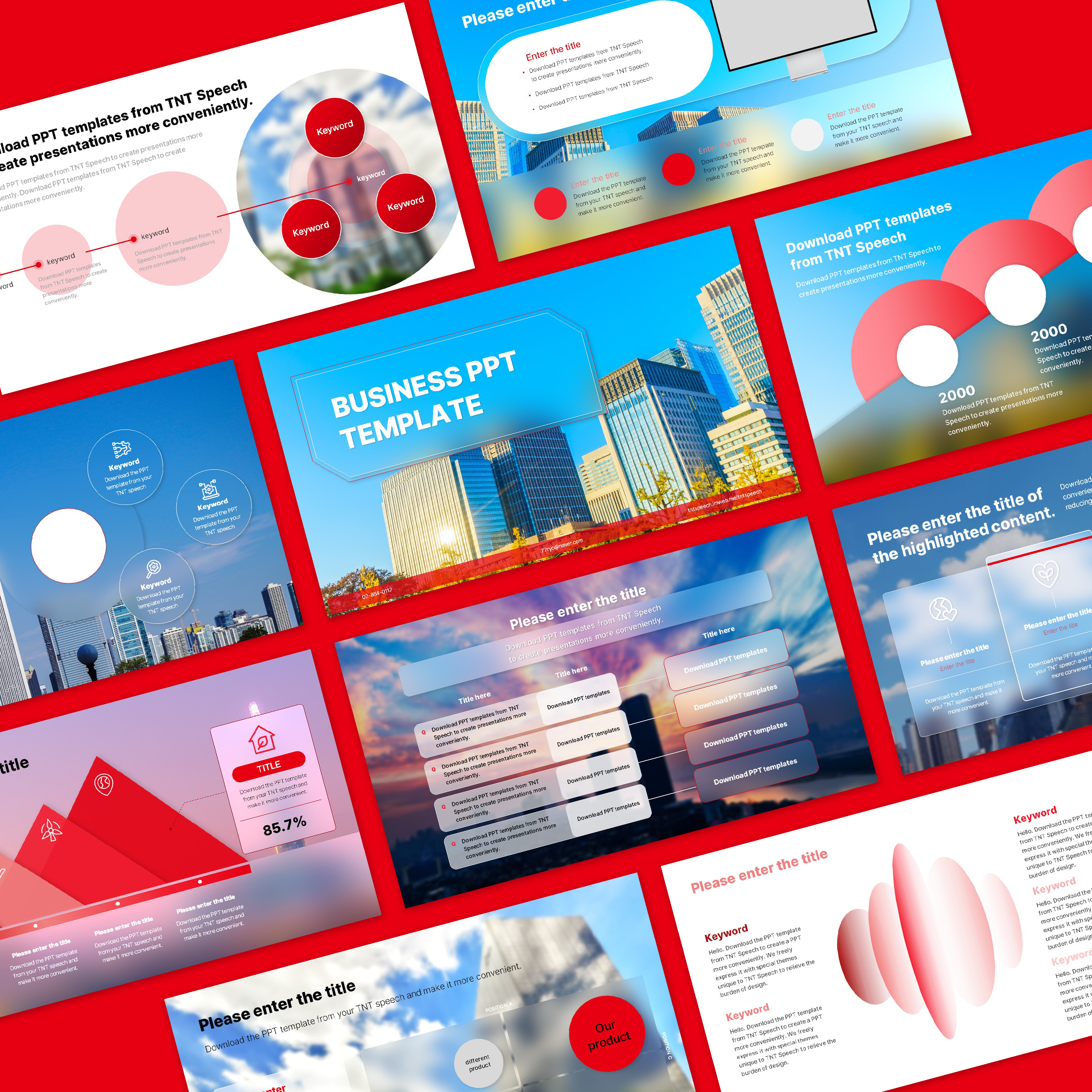 레드 글래스모피즘 비즈니스 PPT 템플릿(B215)