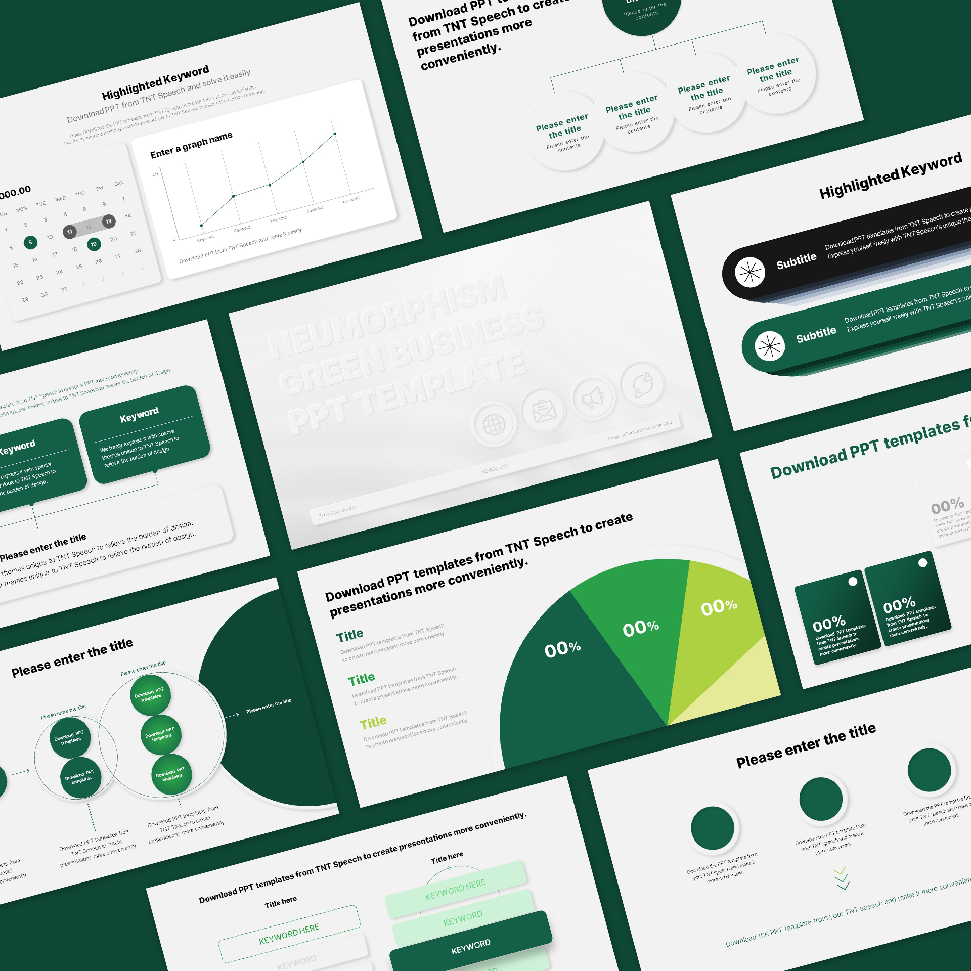 뉴모피즘 그린 비즈니스 PPT 템플릿(B212)