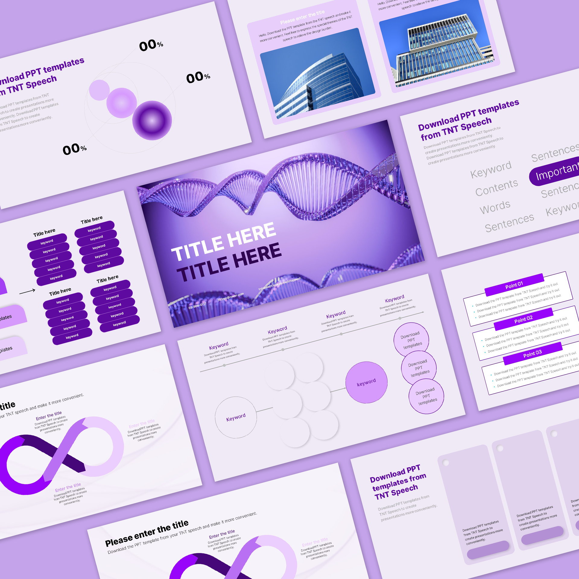 보라 퍼플 비즈니스 PPT 템플릿(B222)