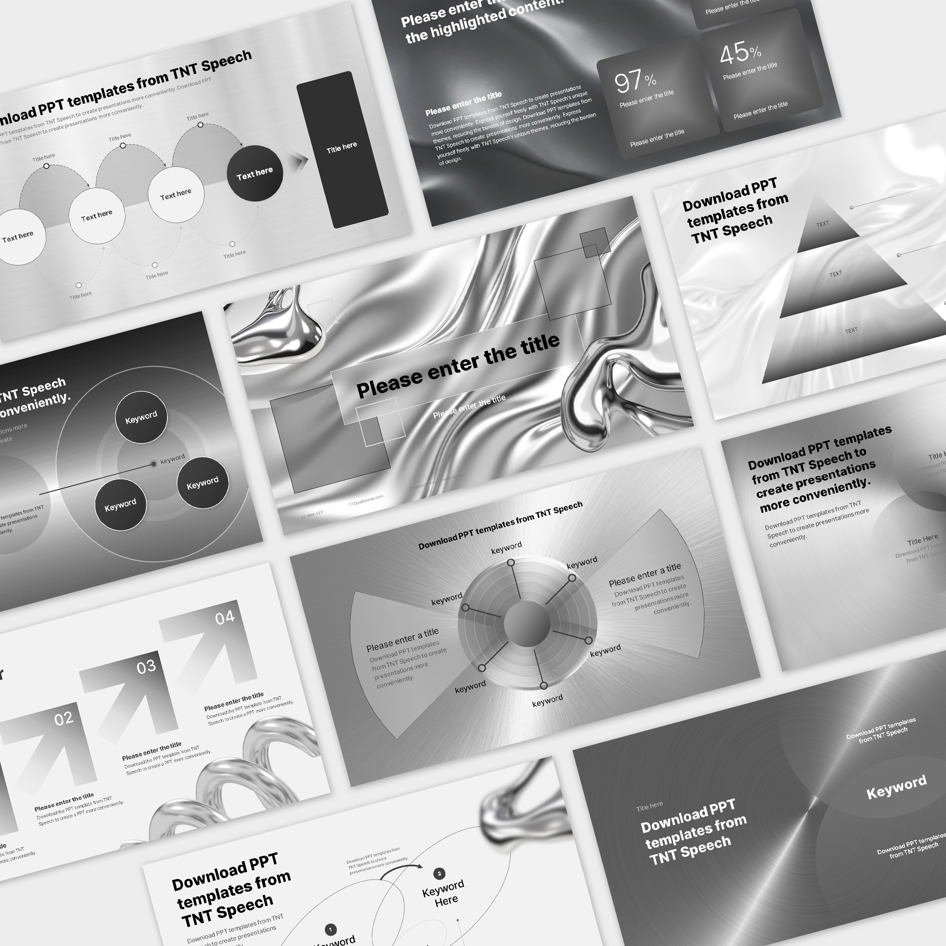 쇠맛 메탈 실버 비즈니스 PPT 템플릿(B223)